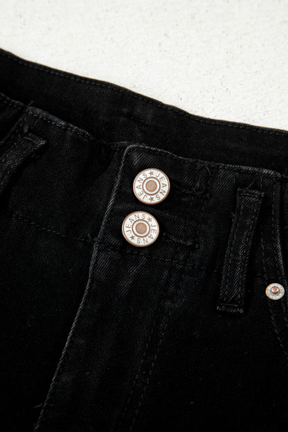 Black 2-Button High Waist Flared Bottom Jeans